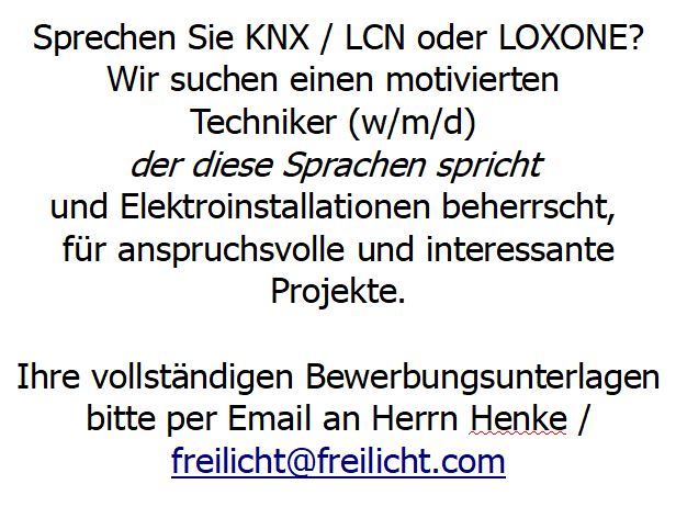 #job #knx #loxone #LCN #Elektriker #Stellenangebot #Techniker 